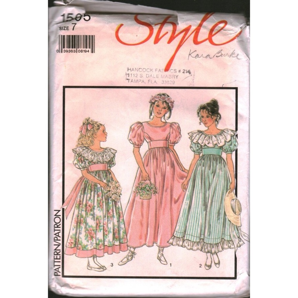 Vintage Style 1505 Kara Burke Girls Bridesmaids Party Dress Sewing Pattern Sz 7